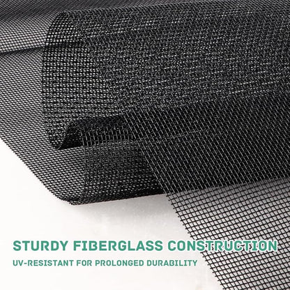 Pet Proof Window Screen Replacement 48"x100" Adjustable Thicken Charcoal Fiberglass Screen Mesh Dog Cat Net for Patio Porch Sliding Door