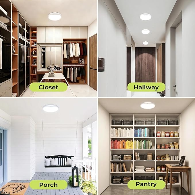 hepside Motion Sensor Ceiling Light Wired, 3000K/4000K/6500K LED Flush Mount Ceiling Light Fixture, 8.7Inch 18W Motion Sensor Light with Timer for Closet Stair Porch Hallway Pantry,White