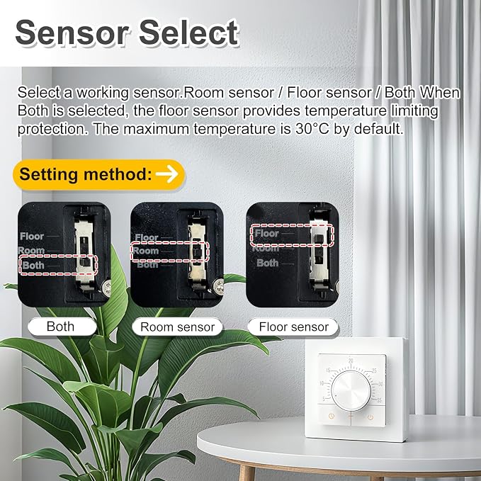 HEATIT Manual Non-Programmable Floor Heating Thermostat, 100-240V White