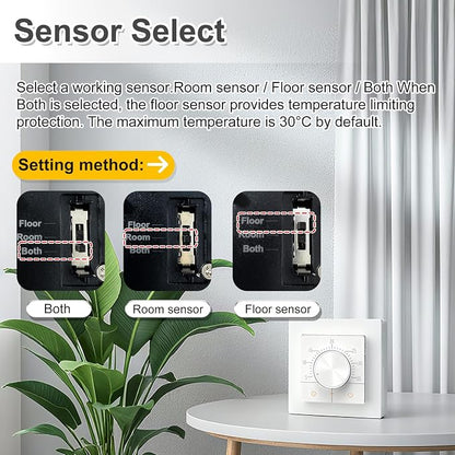 HEATIT Manual Non-Programmable Floor Heating Thermostat, 100-240V White