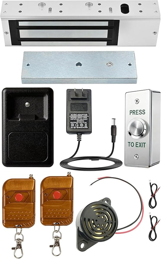 WiFi Tuya Smart Door Access Control System Kit, App Remote Unlock, 500KG (1200lbs) Holding Force Magnetic Lock, Timer & Schedule, Exit Button, Buzzer, 2 Remotes (K8S-1200LBS Access Control Kit)