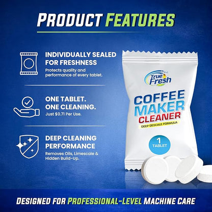 Coffee Maker Cleaner Tablets 25 Count, Coffee Machine Cleaner 1 Yr Supply | Removes Limescale, Mineral & Oil Buildup, Coffee Pot Cleaner and Descaler for Keurig, Nespresso, Ninja, Breville and DeLonghi