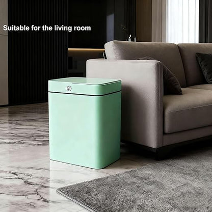 Smart Sensor Trash Can, 4 Gallon Automatic Touchless Garbage Bin with Odor Lock & Removable Bucket, IPX5 Waterproof,for Kitchen, Bathroom, Bedroom, Home.2-Green