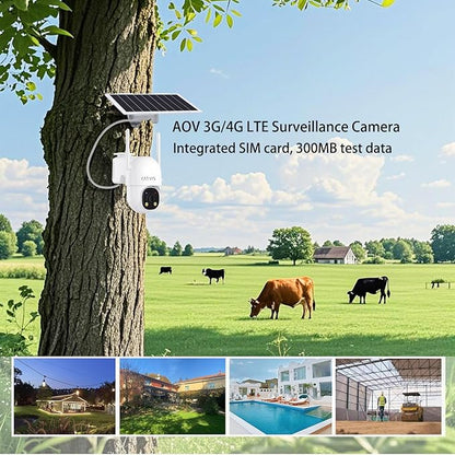 4G Cellular Solar Security Camera Wireless Outdoor,Solar Camera with SIM Card,Solar Powered Camera, 2K Color Night Vision, PTZ 355°/90, AI Motion Detection,AOV 24/7 Recording,IP66,No WiFi