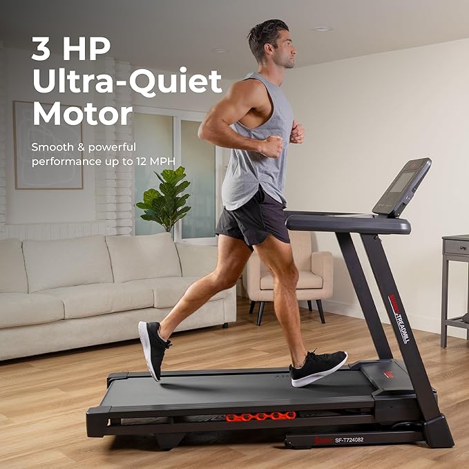Sunny Health & Fitness Exercise Treadmills Double Deck Sizes and Incline Features with Bluetooth & SunnyFit App