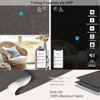 Aprilsmart Motorized Blinds with Remote,Compatible with Apple HomeKit Alexa Google Home- Voice and app Control,Motorized Roller Shades 100% Blackout Custom Size(Baltimore Bronze-26)