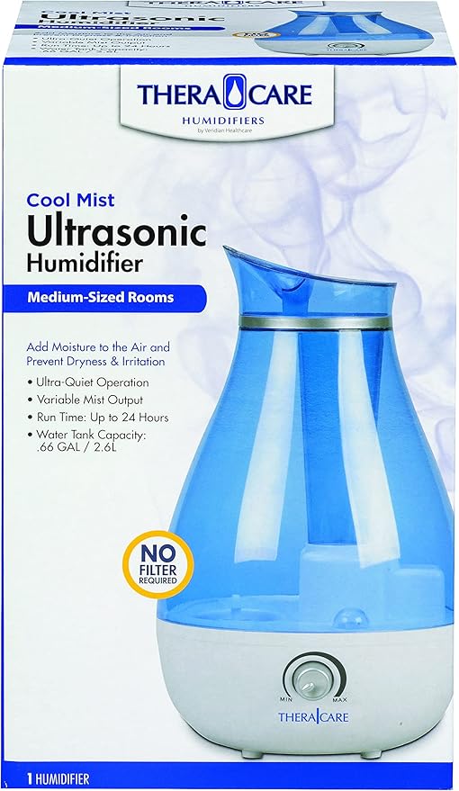 Thera|Care Cool Mist Ultrasonic Humidifier | For Medium Size Rooms | No Filter Required