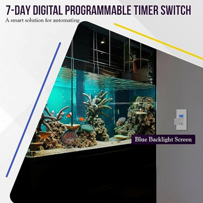 ENERLITES 7 Days Digital in-Wall Programmable Timer Switch for Lights, Fans, and Motors, Neutral Wire Required,7-Day 18 ON/Off Timer Settings, with Blue Backlight, UL Listed, HET01, White, 2 Pack | UL Listed, Digital In-Wall Switch Timer with 18 ON/OFF...