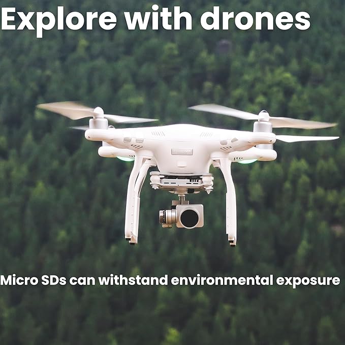 1 x 256GB Micro SD Card with Adapter, V30, A2, U3, UHS-I, C10 | 4k Drones, Dash Cams, Security Cameras, Phones, Cameras