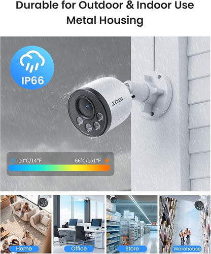 ZOSI 32CH 4K PoE Security Camera System, 8pcs 8MP Outdoor Indoor Cameras with Audio, Person Vehicle Detection, People Counting, Night Vision, 16-Port 32-Channel NVR with 4TB HDD for 24/7 Recording