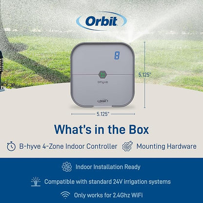 Orbit B-hyve Indoor Smart Sprinkler Controller - 8-Zone - WiFi Irrigation Controller - App Controlled Irrigation with Weather Adjustment - Easy Installation Smart Home Ready Device - 57925