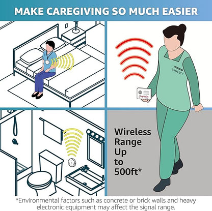 Caregiver Pager Wireless Call Buttons for Elderly at Home for Seniors Adults Patients Nurse Call Light System Alert Button Alarm Emergency with Review Feature