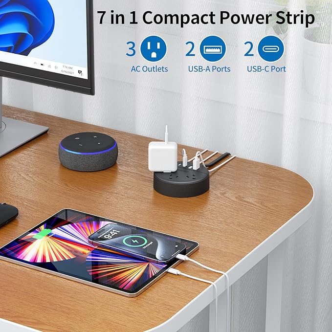 NTONPOWER 2 Prong Extension Cord 15ft, 1875W/15A 2 Prong Power Strip, 2 Prong to 3 Prong Outlet Adapter with Rotatable Plug, 3 AC Outlets 4 USB(2 USB C), Wall Mount, Ideal for Older House, Home Office