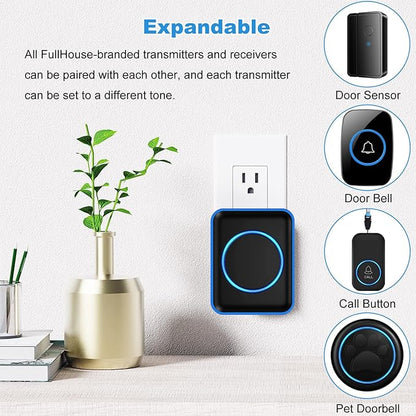 Caregiver Pager, FullHouse Wireless Call Button 1000+ Feet, SOS Alert Nurse Calling Elderly Fall Help System for Patient/Disabled Monitoring at Home, IP55 Waterproof