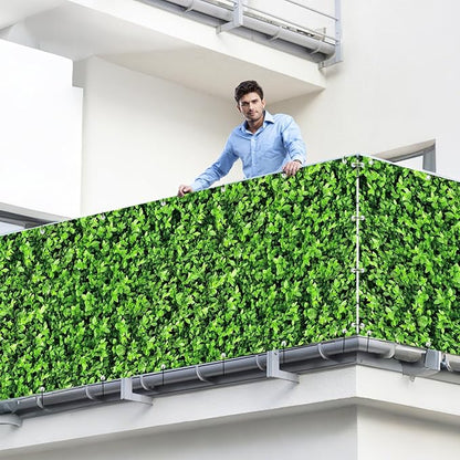 Shade&Beyond 4' X 6' Privacy Fence Screen Customized 450 GSM PVC Printed Privacy Fence with Zip Ties for Courtyards, Pools, Balconies-Green Leaves