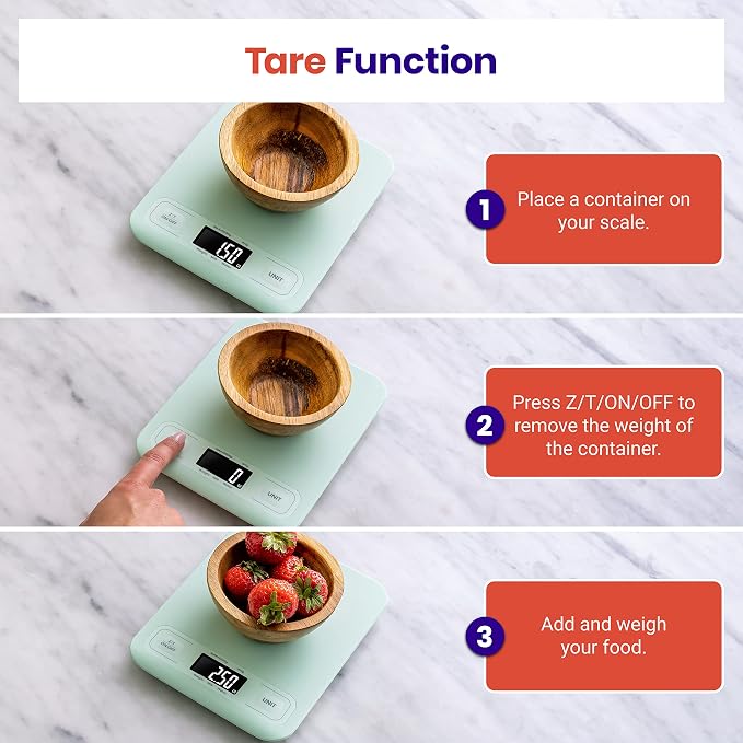 Etekcity Food Kitchen Scale, Digital Grams and Ounces, Medium | Tare function, ideal for baking, weight loss, keto, meal prep, packages, liquids and jewelry, Green