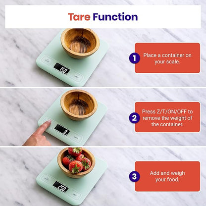 Etekcity Food Kitchen Scale, Digital Grams and Ounces, Medium | Tare function, ideal for baking, weight loss, keto, meal prep, packages, liquids and jewelry, Green