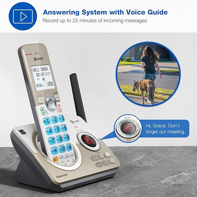 AT&T DL72219 DECT 6.0 2-Handset Cordless Phone for Home with Connect to Cell, Call Blocking, 1.8" Backlit Screen, Big Buttons, intercom, and Unsurpassed Range