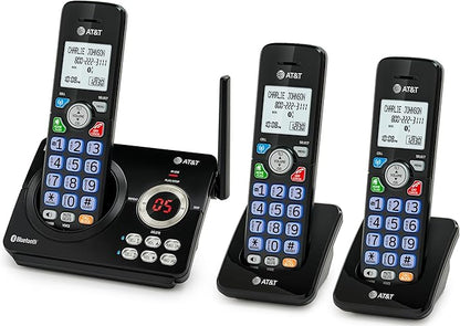 AT&T DL72379 3-Handsets DECT 6.0 Cordless Landline Phone with Bluetooth Connect to Cell, Smart Call Blocker, Digital Answering System, Big Buttons, Unsurpassed Range & ECO Mode