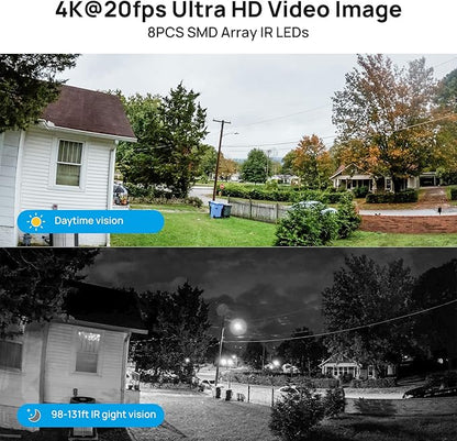 PANOEAGLE 4K 8MP Dome PTZ Camera Outdoor, 2.7~13.5mm Motorized Lens with 5X Optical Zoom,AI Motion Detection, Two Way Audio＆IR Night Vision, 512GB SD Slot, IP67,Compatible with Uniview, Blue Iris