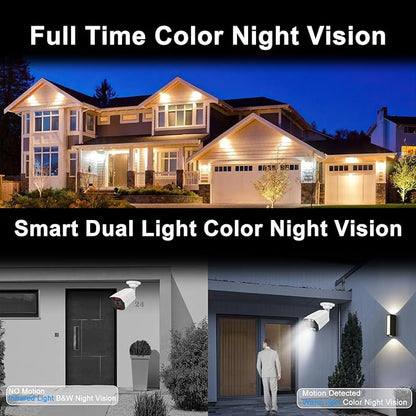5MP PoE IP Color Night Vision Camera, Smart Dual Light Bullet Security IP Camera, Built-in Mic, 98ft Night Vision, 110°Wide Angle, Human Vehicle Detection
