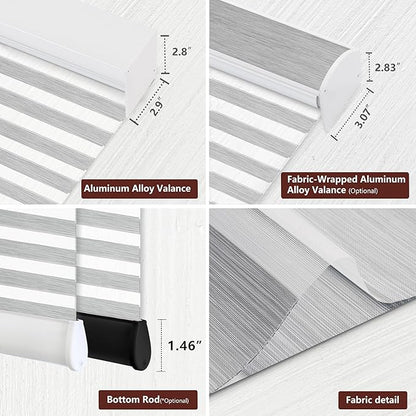 Bringnox Smart Motorized Zebra Roller Blinds - 100% Blackout, Remote Control, Works with HomeKit, Google Home & Alexa via Hub, Custom Size (100% Blackout Dark Grey-41)