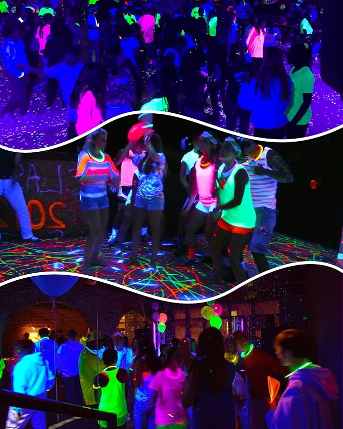 10 Pack LED Black Light Bar, Blacklight Flood Light with Plug & Switch & Power Cord, Each Light Up 24x24ft Area, for Glow Fluorescent Party Bedroom Game Room Body Paint Stage