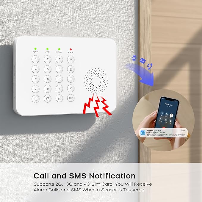 PGST Home Alarm System with 2K HD Camera for Apartment,Kids Safety,Office | WiFi+GSM/4G,8Contact Sensor+2 Motion Sensor,No Monthly Fees,No Pairing Required,Quick Installation with Instant App Alerts