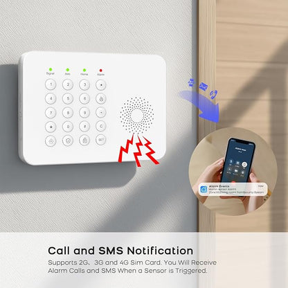 PGST Home Alarm System with 2K HD Camera for Apartment,Kids Safety,Office | WiFi+GSM/4G,8Contact Sensor+2 Motion Sensor,No Monthly Fees,No Pairing Required,Quick Installation with Instant App Alerts
