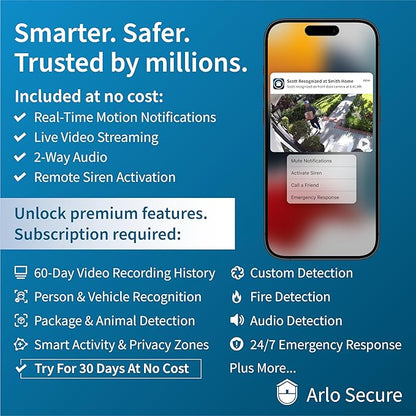 Arlo VMC3052-100NAR Essential 2nd Gen 2K XL Single Cam, White - Certified Refurbished