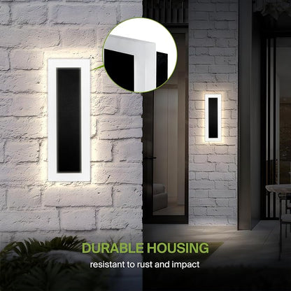 ASD LED 18" Long Wall Mount Light Fixture, Outdoor & Indoor Linear Sconce | 3CCT, Dimmable, Waterproof, Anti-Rust, ETL Listed | 18W 1570LM 3000-5000K 100-277V | Exterior Porch Lighting | Black, 2 Pack