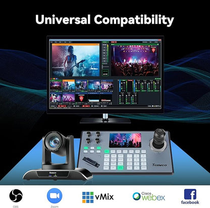 Tenveo HDMI/USB3.0/LAN(PoE) PTZ Camera AI Humanoid & Face Auto-Tracking, 20X Optical Zoom PTZ Camera IP Live Streaming, FHD 1080P 60FPS, for Church Services Worship Video Conference Live Streaming