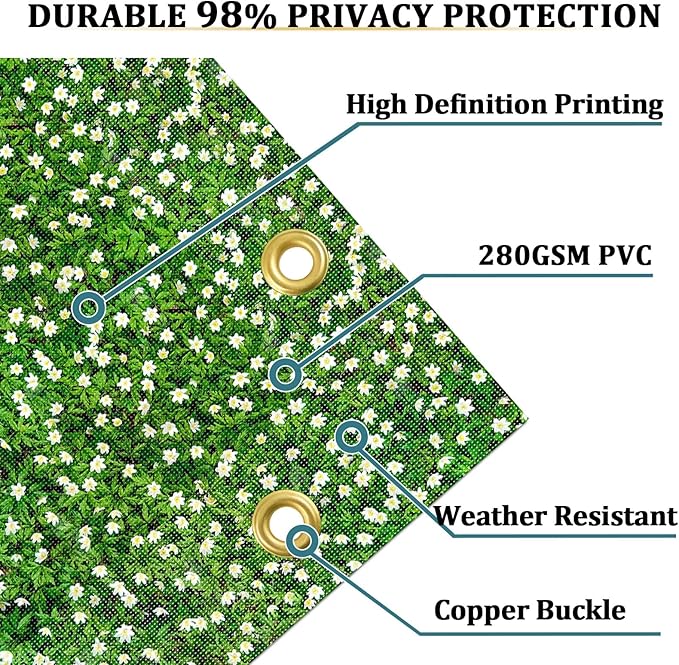 Shade&Beyond Custom Design Privacy Fence Screen, Full-Color Printed PVC Mesh Fence Cover with UV and Weatherproof for Garden, Balcony, Backyard, Patio