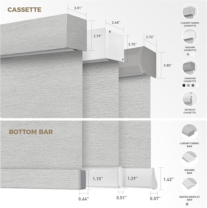 HeyBlinds Motorized Blinds with Remote, 100% Blackout Smart Blinds, Automatic Shades for Windows Compatible with Alexa Google and Homekit, Custom Size(Light Chaser-Silver Gray BO)