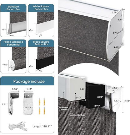 SmartWings Motorized 100% Blackout Shades Blinds, Custom Size, Cordless Window Shades with Rechargeable Battery, Work with Matter/Apple HomeKit, Alexa, Thread/Zigbee, Remote Optional, Eclipse Umber