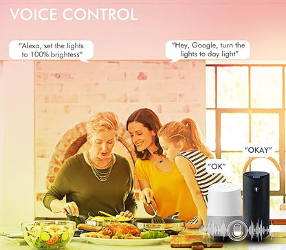 CLOUDY BAY [4 Pack] 8 inch Smart WiFi LED Recessed Lights,20W RGBCW Color Changing Recessed Lighting,Compatible with Alexa and Google Home Assistant,No Hub Required,2700K-6500K,CRI90+ Wet Location