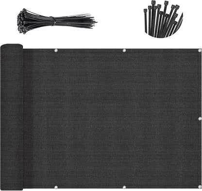 Sunny Guard Customized 2'6''x34' Black Balcony Privacy Screen,90% Shade Apartments Fence Cover,Heavy Duty Mesh Windscreen for Deck,Outdoor,Backyard,Patio