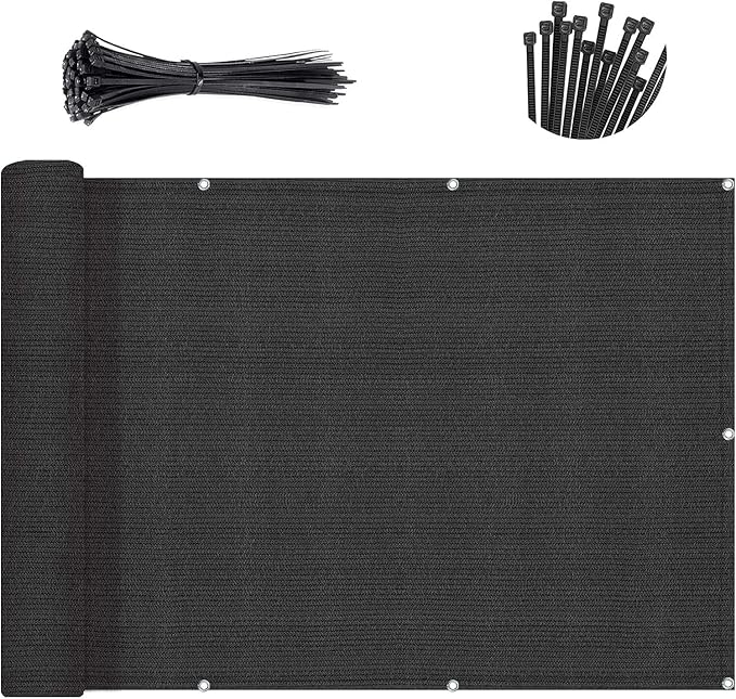 Sunny Guard Customized 3'x35' Black Balcony Privacy Screen,90% Shade Apartments Fence Cover,Heavy Duty Mesh Windscreen for Deck,Outdoor,Backyard,Patio