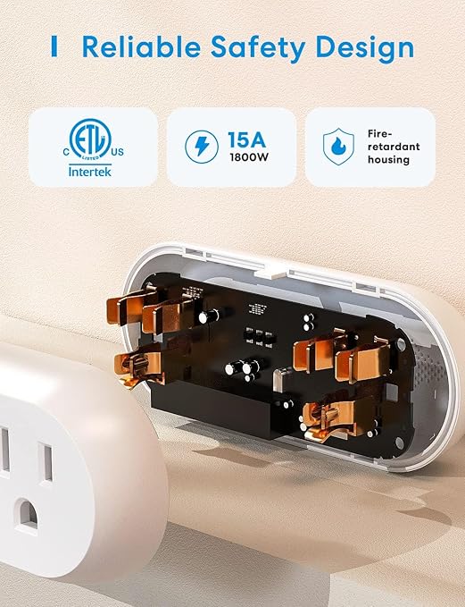 meross WiFi Dual Smart Plug, 15A 2-in-1 Smart Outlet, Support Apple HomeKit, Siri, Alexa, Echo, Google Home and SmartThings, Voice & Remote Control, Timer, No Hub Required, 2.4G Only, 2 Pack