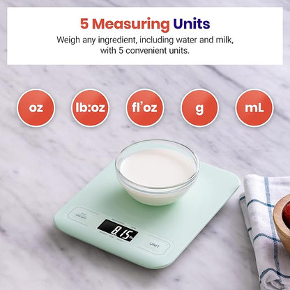Etekcity Food Kitchen Scale, Digital Grams and Ounces, Medium | Tare function, ideal for baking, weight loss, keto, meal prep, packages, liquids and jewelry, Green