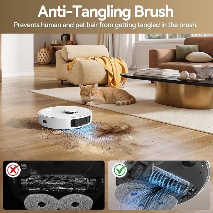 DREAME Govac 401 Robot Vacuum and Mop Combo, 100 Days Self-Emptying Robotic Vacuum, 15,000Pa Suction, Auto Mop Wash & Heat Dry, 10.5mm Auto-Lift Robot Vacuum Cleaner for Pet Hair/Carpet/Hard Floor