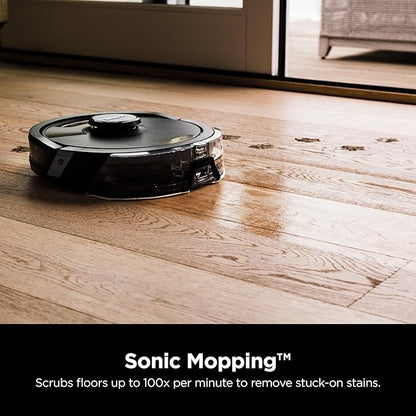 Shark AI Ultra 2-in-1 Robot Vacuum & Mop with Sonic Mopping, Matrix Clean, Home Mapping, HEPA Bagless Self Empty Base and 2 Microfiber Mopping Pads (Renewed), Black/Gold