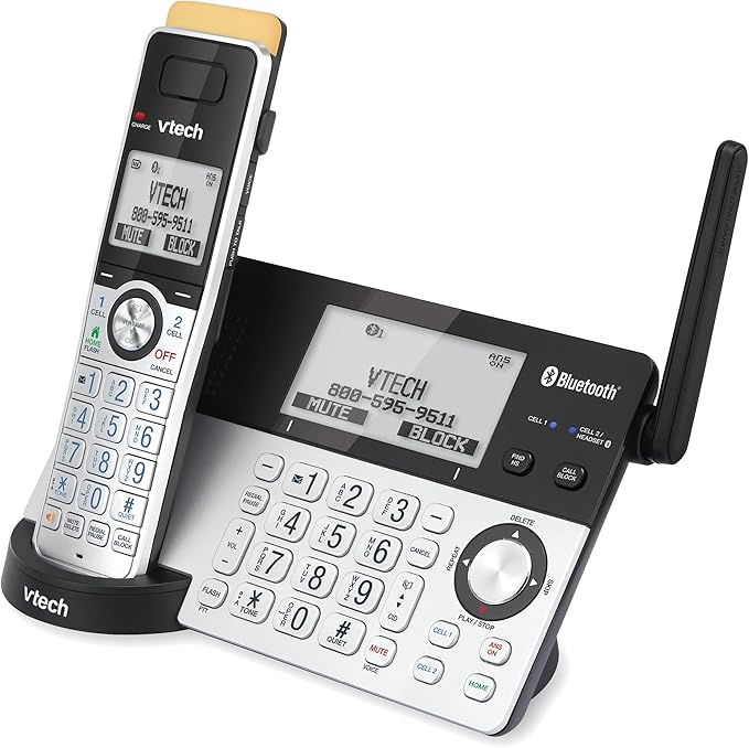 VTech IS8151 Super Long Range DECT 6.0 Cordless Phone for Home with Answering Machine, 2300 ft Range, Call Blocking, Bluetooth, Headset Jack, Power Backup, Intercom, Expandable to 12 HS