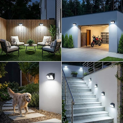 Brightever 2-Pack Solar Motion Sensor Outdoor Lights, IP65 Waterproof Solar Powered Fence Lights with 3 Lighting Modes, Solar Security Wall Lights for Outside, House, Walking Dog, Step, Deck, Garage