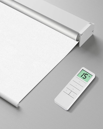 Tokblind Motorized Roller Shade with Remote Control, Blackout Electric Shade for Windows Compatible with Alexa Google via Hub, Rechargeable Smart Window Blind for Home Office (Pure White)