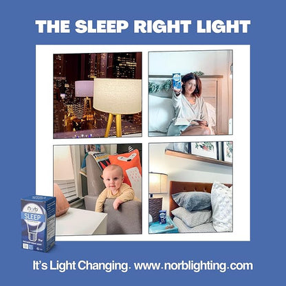 Norb NorbSLEEP Low-Blue Sleep Light Bulb – Melatonin-Boosting Nighttime LED for Restful Sleep – for Babies, Kids, & Adults – 6W A19 Dimmable, Natural Evening Spectrum, White Not Amber (1-Pack)
