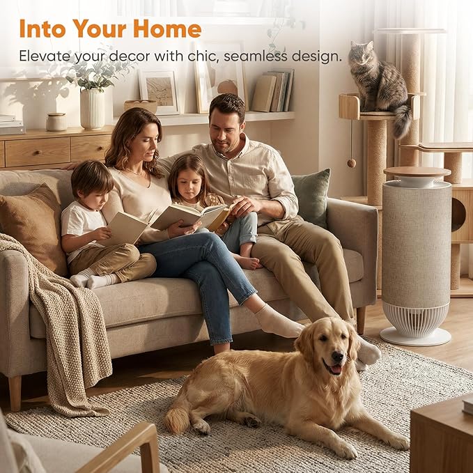 Petbobi Pet Air Purifier for Home Pets, Dual Filtration with H13 HEPA + H11, Large Room Air Purifier for Airborne Pet Hair, Dander and Odor, WiFi App, PM2.5 Monitor, 275 CFM CADR, Mother's Day