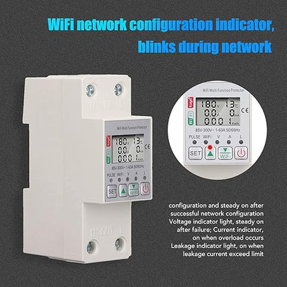 AC85-300V 63A Smart Circuit Breaker, Smart Breaker, Smart Shunt for Tuya Energy Circuit Breaker Multi Function Protector