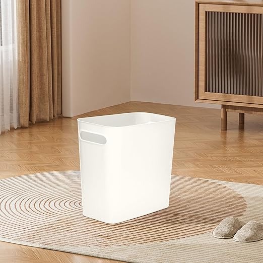 Versatile 1.8 Gallon Plastic Trash Can - The Compact Bin for Bathroom, Kitchen, or Home Office - White