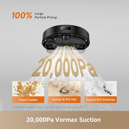 DREAME D20 Air Plus Robot Vaccum and Mop Combo with 20,000Pa Suction, Anti-Tangling Tech, Auto-Emptying Dock, Deep Carpet Cleaning and Smart Navigation Black